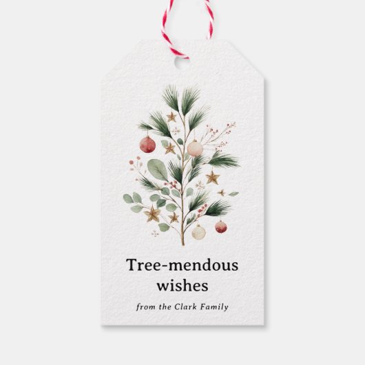 Whimsical Watercolor Christmas Tree Personalized Cadeaulabel (Achterkant)