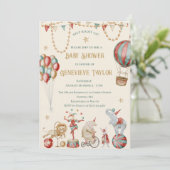 Whimsical Watercolor Circus Carnival Baby Shower Kaart (Staand voorkant)