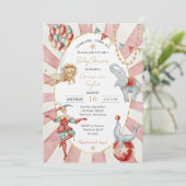 Whimsical Watercolor Circus Carnival Baby Shower Kaart (Staand voorkant)