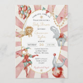 Whimsical Watercolor Circus Carnival Baby Shower Kaart (Voorkant)