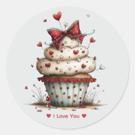 Whimsical Watercolor Cupcake Love Sticker -> Fant