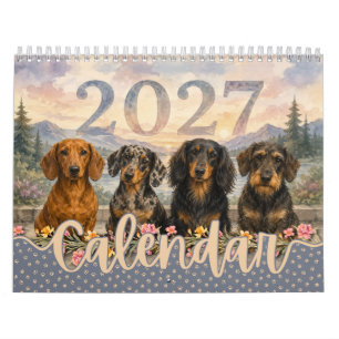 Whimsical Watercolor Dachshund Wiener Dog 2027 Kalender