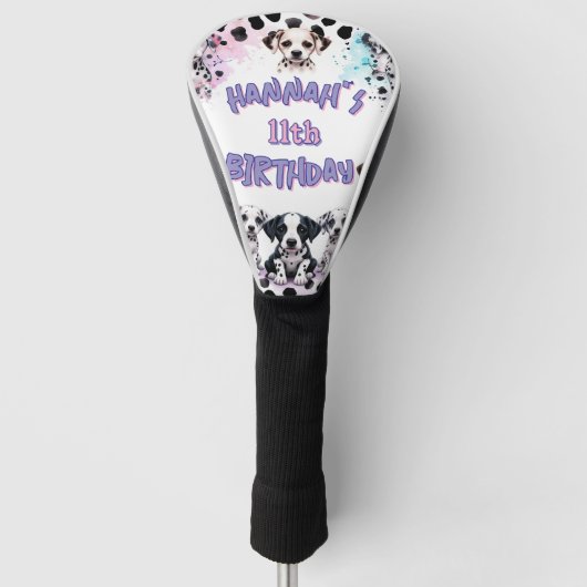 Whimsical Watercolor Dalmatian Birthday Golfheadcover (Voorkant)