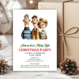 Whimsical Watercolor Familie Bewerkbare Kerstmis Kaart