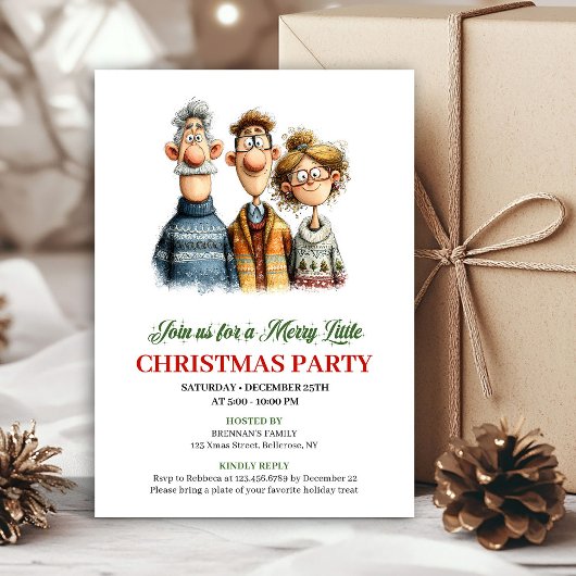 Whimsical Watercolor Family Editable Christmas  Kaart