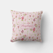 Whimsical Watercolor Feeën & Bloemen roze Kussen (Voorkant)