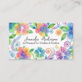 Whimsical watercolor floral art visitekaartje (Voorkant)