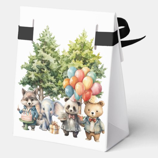 Whimsical Watercolor Forest Birthday Bedankdoosjes (Achterkant)