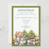 Whimsical Watercolor Forest Birthday Invitation Kaart (Voorkant)
