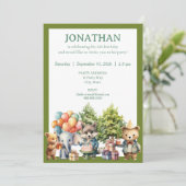 Whimsical Watercolor Forest Birthday Invitation Kaart (Staand voorkant)