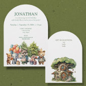 Whimsical Watercolor Forest Birthday Invitation Kaart