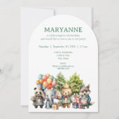 Whimsical Watercolor Forest Birthday Invitation Kaart (Voorkant)