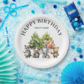 Whimsical Watercolor Forest Birthday Papieren Bordje (Feest)