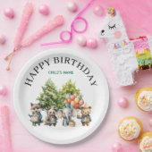 Whimsical Watercolor Forest Birthday Papieren Bordje (Feest)