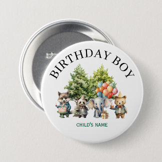 Whimsical Watercolor Forest Birthday Ronde Button 7,6 Cm