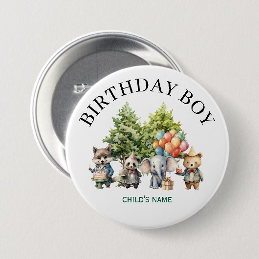 Whimsical Watercolor Forest Birthday Ronde Button 7,6 Cm (Voorkant /achterkant)