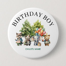Whimsical Watercolor Forest Birthday Ronde Button 7,6 Cm