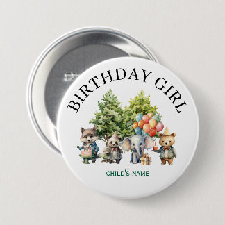 Whimsical Watercolor Forest Birthday Ronde Button 7,6 Cm