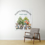 Whimsical Watercolor Forest Birthday Wandkleed (In situ)
