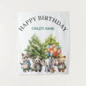 Whimsical Watercolor Forest Birthday Wandkleed (Voorkant)