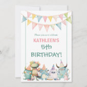 Whimsical Watercolor Funny Monsters Birthday Kaart (Voorkant)