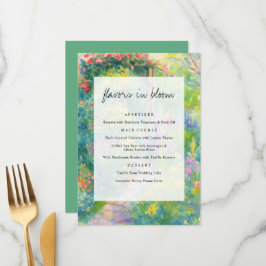 Whimsical Watercolor Garden Themed Wedding Menu