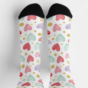 Whimsical Watercolor Hart & Goudstof Sokken