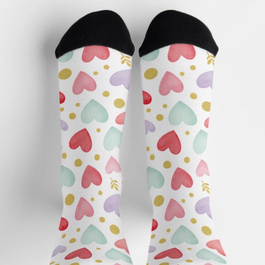 Whimsical Watercolor Hart & Goudstof Sokken (Top)