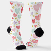 Whimsical Watercolor Hart & Goudstof Sokken (Gebogen)