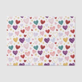 Whimsical Watercolor Hearts: Gold Glitter Tissuepapier