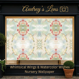 Whimsical Watercolor Hummingbird & Floral Behang