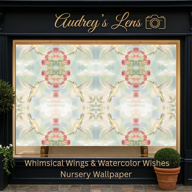 Whimsical Watercolor Hummingbird & Floral  Behang (Creator heeft geüpload)