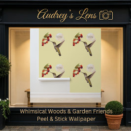 Whimsical Watercolor Hummingbird & Floral Nursery  Behang