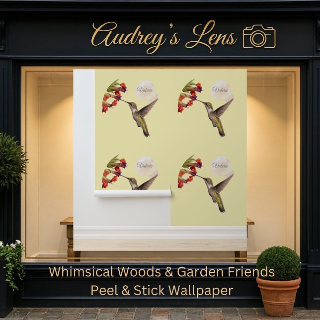 Whimsical Watercolor Hummingbird & Floral Nursery  Behang (Creator heeft geüpload)