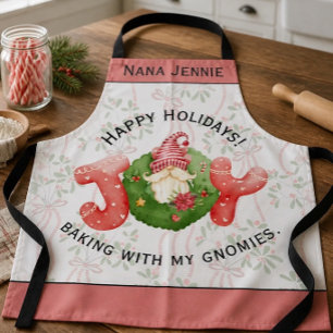 Whimsical Watercolor Kerst Gnome Vreugde Schort