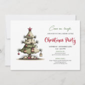 Whimsical Watercolor Kerstboom Feest Uitnodiging (Voorkant)