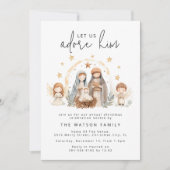 Whimsical Watercolor Kerststal Kerstfeest Kaart (Voorkant)