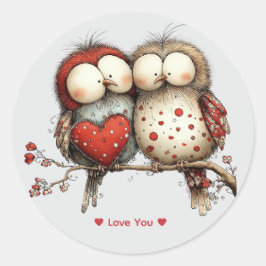 Whimsical Watercolor Love Birds Sticker