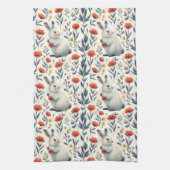 Whimsical Watercolor Meadow Bunny Easter Theedoek (Verticaal)
