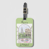 Whimsical Watercolor Parijs Eiffeltoren Bagagelabel (Voorkant (verticaal))