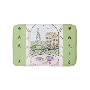 Whimsical Watercolor Parijs en Eiffeltoren Badmat