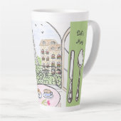 Whimsical Watercolor Paris Eiffel Tower Cutlery Latte Mok (Rechterhoek)