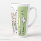 Whimsical Watercolor Paris Eiffel Tower Cutlery Latte Mok (Rechts)