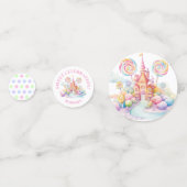 Whimsical Watercolor Pastel Candyland Birthday Confetti (Achterkanten)