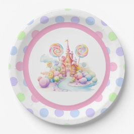 Whimsical Watercolor Pastel Candyland Birthday Papieren Bordje
