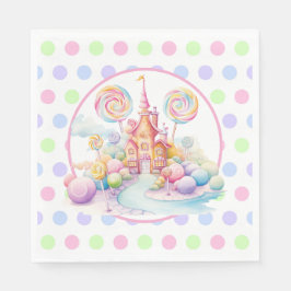 Whimsical Watercolor Pastel Candyland Birthday Servet