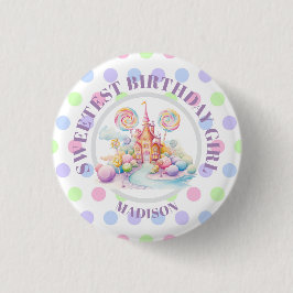 Whimsical Watercolor Pastel Candyland Verjaardag Ronde Button 3,2 Cm