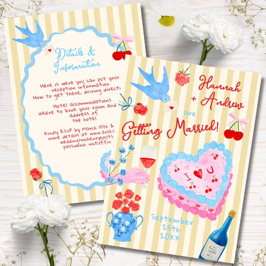 Whimsical watercolor quirky Wedding Invitation Kaart
