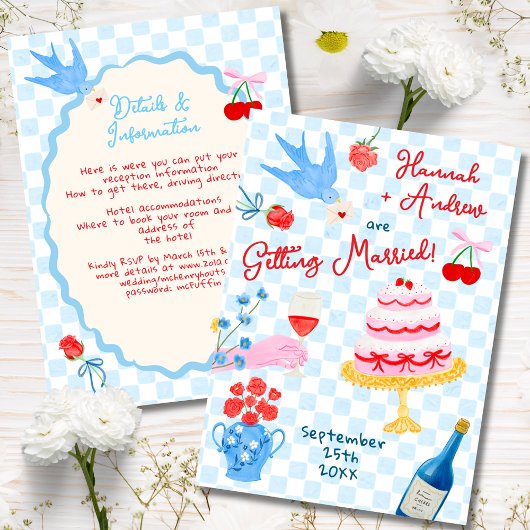 Whimsical watercolor quirky Wedding Invitation Kaart