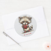 Whimsical Watercolor Raccoon Love Sticker (Envelop)